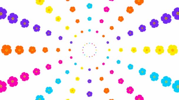 Animated Increasing Colorful Beautiful Flower Circles Center Flower Multicolor Background — ストック動画