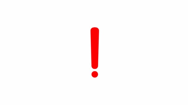 Animated Red Symbol Exclamation Mark Radiance Rays Symbol Concept Warning — Wideo stockowe