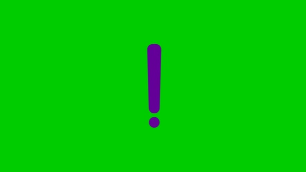 Animated Violet Symbol Exclamation Mark Radiance Rays Symbol Concept Warning — Vídeos de Stock