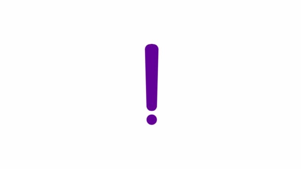 Animated Violet Symbol Exclamation Mark Radiance Rays Symbol Concept Warning — Video Stock