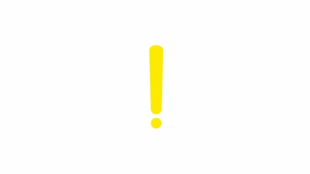 Animated Yellow Symbol Exclamation Mark Radiance Rays Symbol Concept Warning — Vídeos de Stock