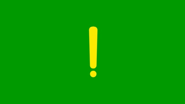 Animated Yellow Symbol Exclamation Mark Radiance Rays Symbol Concept Warning — Vídeo de Stock