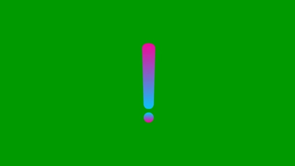 Animated Blue Pink Symbol Exclamation Mark Radiance Rays Symbol Concept — Vídeos de Stock