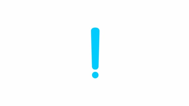 Animated Blue Symbol Exclamation Mark Radiance Rays Symbol Concept Warning — Wideo stockowe
