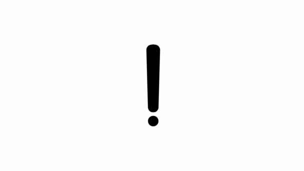 Animated Black Symbol Exclamation Mark Radiance Rays Symbol Concept Warning — Wideo stockowe