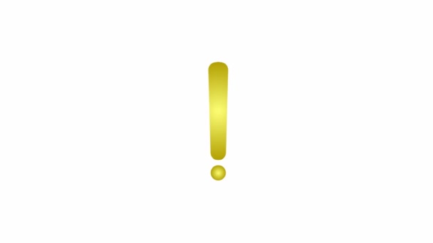 Animated Golden Symbol Exclamation Mark Radiance Rays Symbol Concept Warning — Vídeos de Stock