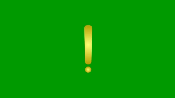 Animated Golden Symbol Exclamation Mark Radiance Rays Symbol Concept Warning — стоковое видео