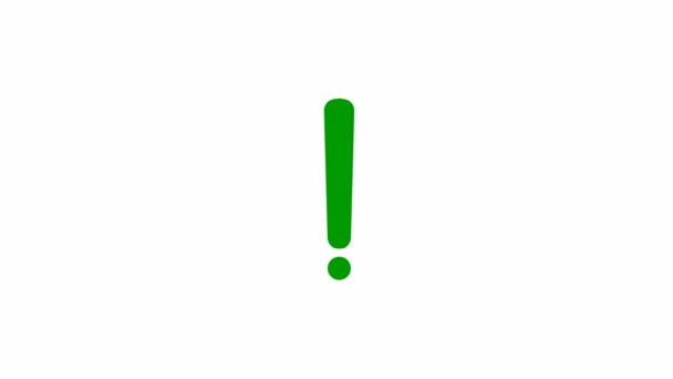 Animated Green Symbol Exclamation Mark Radiance Rays Symbol Concept Warning — стоковое видео
