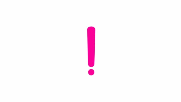 Animated Magenta Symbol Exclamation Mark Radiance Rays Symbol Concept Warning — ストック動画