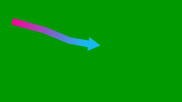 动画蓝粉箭头 经济衰退图 经济危机 图表减少 盈利下降 在绿色背景上孤立的向量图 — 图库视频影像