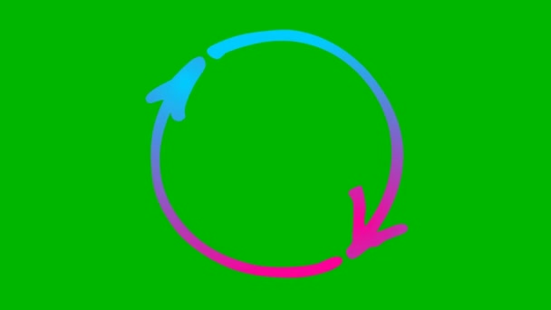 Animated Icon Circle Arrows Blue Pink Symbol Reload Spins Looped — 图库视频影像