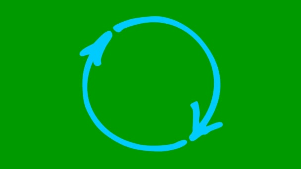 Animated Icon Circle Arrows Blue Symbol Reload Spins Looped Video — Video Stock