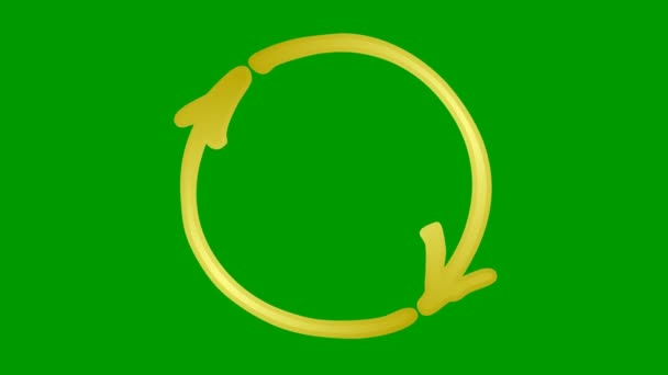 Animated Icon Circle Arrows Golden Symbol Reload Spins Looped Video — Stockvideo
