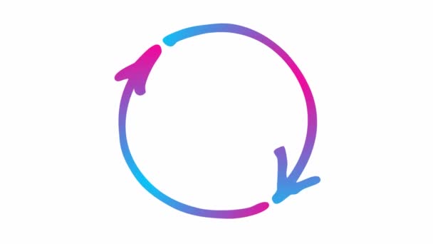 Animated Icon Circle Arrows Blue Pink Symbol Reload Spins Looped — Stockvideo