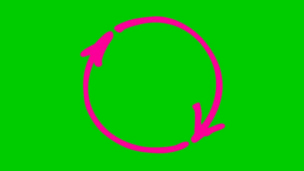Animated Icon Circle Pink Arrows Magenta Symbol Reload Spins Looped — Vídeo de Stock