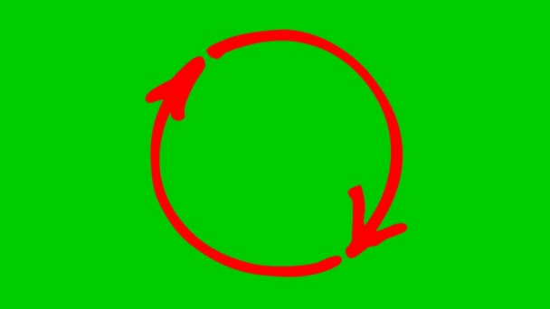 Animated Icon Circle Arrows Red Symbol Reload Spins Looped Video — Vídeos de Stock