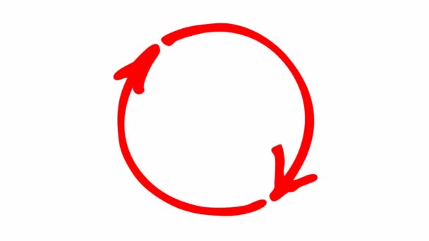 Animated Icon Circle Arrows Red Symbol Reload Spins Looped Video — 图库视频影像