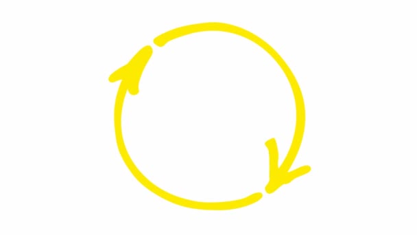 Animated Icon Circle Arrows Yellow Symbol Reload Spins Looped Video — Vídeos de Stock