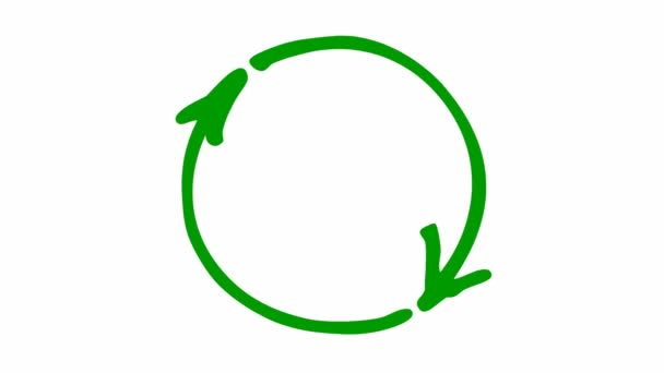 Animated Icon Circle Arrows Green Symbol Reload Spins Looped Video — Stockvideo