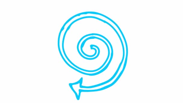 Icona Animata Giri Freccia Spirale Simbolo Blu Ruota Video Loop — Video Stock
