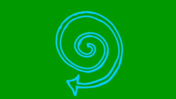 Animated Icon Spiral Arrow Spins Blue Symbol Rotates Looped Video — 图库视频影像
