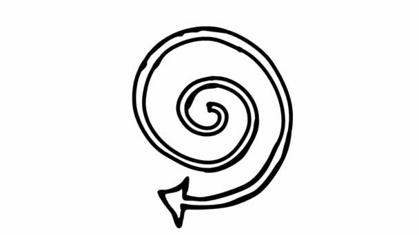 Icona Animata Giri Freccia Spirale Simbolo Nero Ruota Video Loop — Video Stock