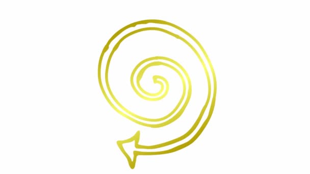 Animated Icon Spiral Arrow Spins Golden Symbol Rotates Looped Video — Stock video