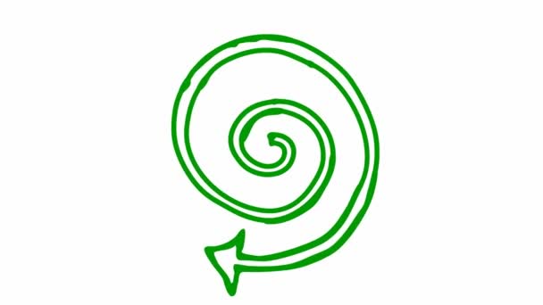 Анимационная Иконка Спиральной Стрелки Вращается Зеленый Символ Вращается Зацикленное Видео — стоковое видео