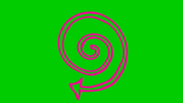 Animated Icon Spiral Pink Arrow Spins Magenta Symbol Rotates Looped — 图库视频影像