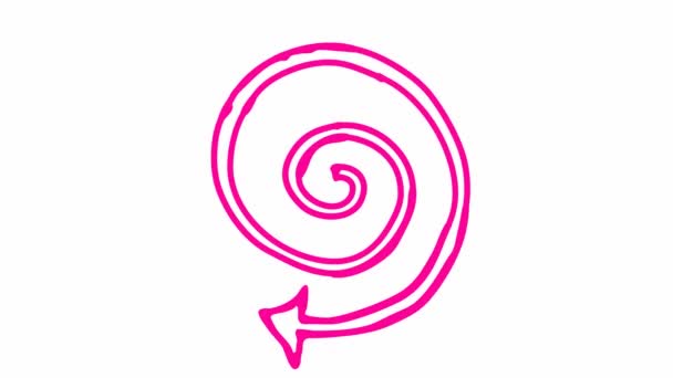 Animated Icon Spiral Pink Arrow Spins Magenta Symbol Rotates Looped — Vídeos de Stock