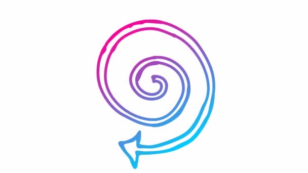 螺旋形箭头旋转的动画图标 粉色蓝色符号旋转 循环视频 在白色背景上孤立的手绘矢量图 — 图库视频影像