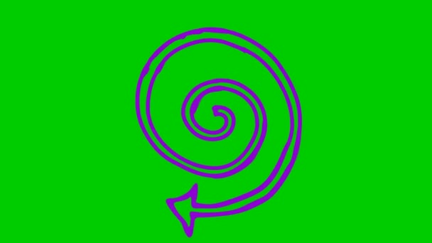Animated Icon Spiral Arrow Spins Violet Symbol Rotates Looped Video — Stock videók