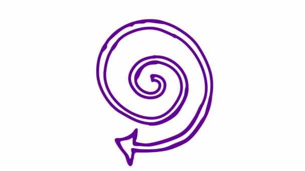 Animiertes Symbol Von Spiralpfeil Drehungen Das Violette Symbol Rotiert Video — Stockvideo