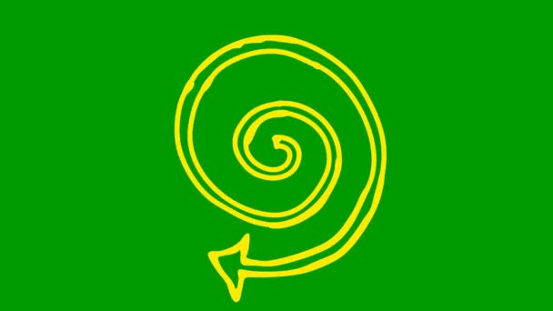 Animated Icon Spiral Arrow Spins Yellow Symbol Rotates Looped Video — Wideo stockowe