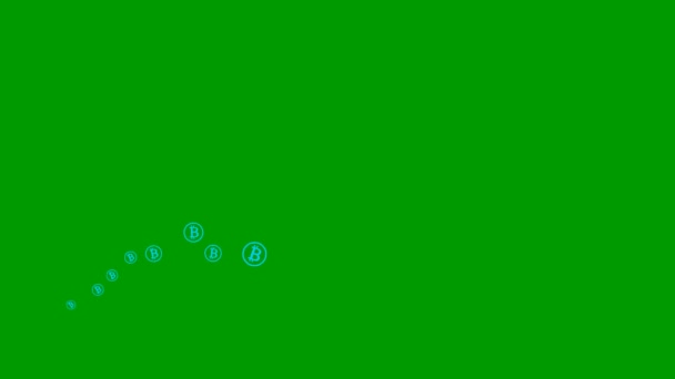 Анімовані Сині Біткоїни Літають Зліва Направо Хвиля Літаючими Грошима Концепція — стокове відео