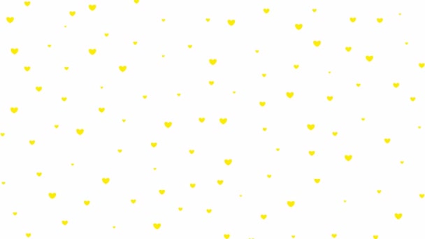 Animated Yellow Hearts Flying Top Bottom Looped Video Rain Hearts — Vídeo de Stock