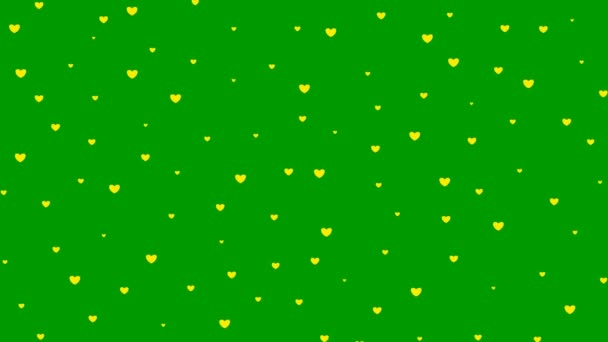 Animated Yellow Hearts Flying Top Bottom Looped Video Rain Hearts — Vídeo de Stock