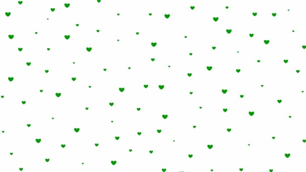 Coeurs Verts Animés Volant Haut Bas Vidéo Boucle Pluie Cœurs — Video