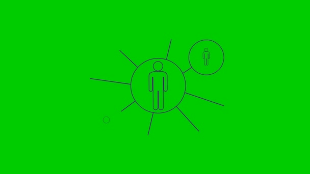 Animovaný Fialový Lineární Symbol Spojující Lidi Koncepce Týmové Práce Řízení — Stock video