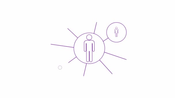 Animated Violet Linear Symbol People Connect Themselves Concept Teamwork Management — Stock videók