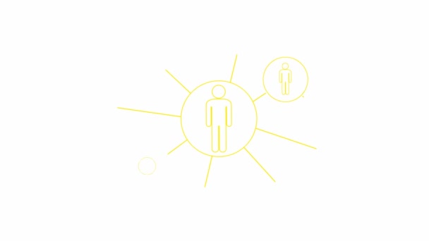Animated Yellow Linear Symbol People Connect Themselves Concept Teamwork Management — Stok video
