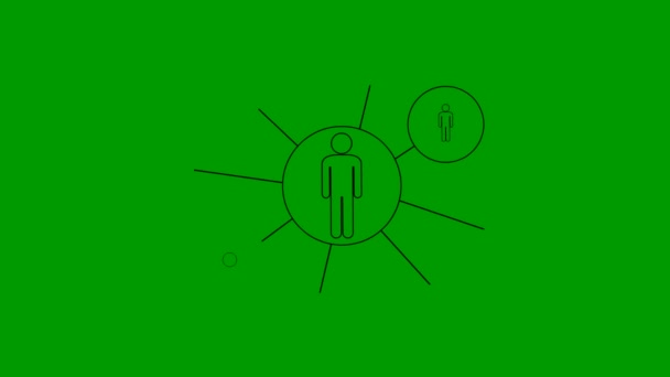 Animated Black Linear Symbol People Connect Themselves Concept Teamwork Management — Stock videók