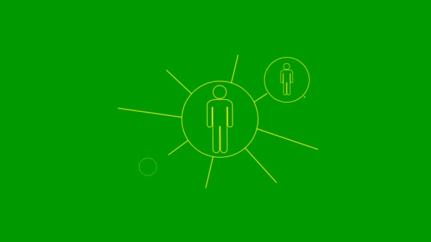 Animated Yellow Linear Symbol People Connect Themselves Concept Teamwork Management — Video Stock