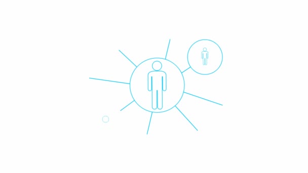 Animated Blue Linear Symbol People Connect Themselves Concept Teamwork Management — Stock videók