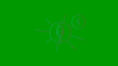 Animated pink blue linear symbol of people connect among themselves. Concept of teamwork, management, connection, communication, social network. Vector illustration isolated on green background.