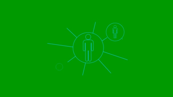 Animated Blue Linear Symbol People Connect Themselves Concept Teamwork Management — Vídeo de stock