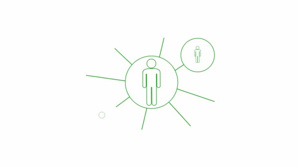 Animated Green Linear Symbol People Connect Themselves Concept Teamwork Management — 图库视频影像