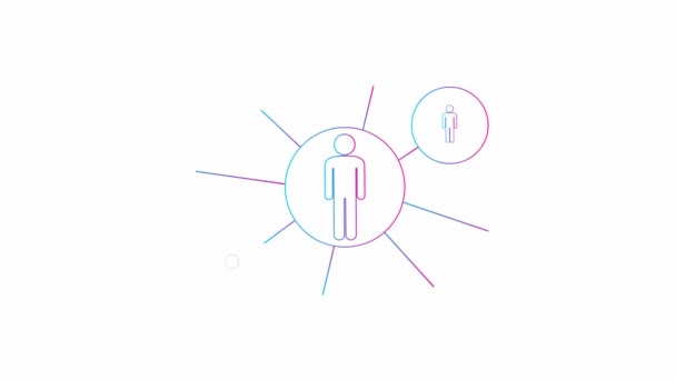 Animated Pink Blue Linear Symbol People Connect Themselves Concept Teamwork — Stock videók
