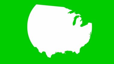 Animated white USA map. United states of america. Vector illustration isolated on a green background.