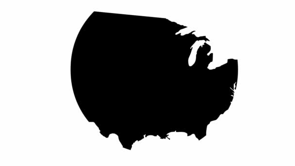 动画黑色美国地图 United States America Ica 在白色背景上孤立的向量图 — 图库视频影像
